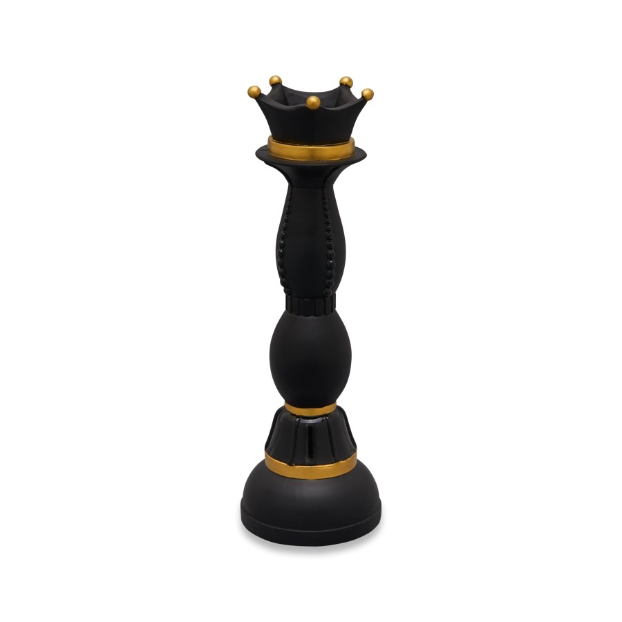 Set of 3 colored resin vases depicting the King, Queen and Knight of the game Chess Henriette